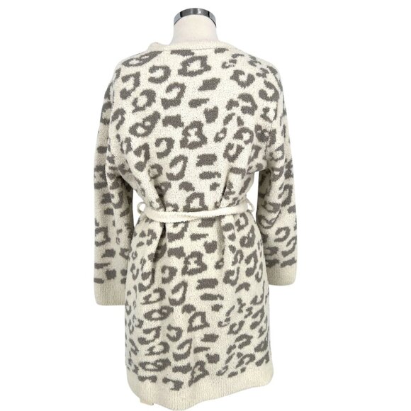 Comfyluxe Leopard Print Luxury Soft Robe Cream Ivory Gray One Size NWT - Picture 8 of 11